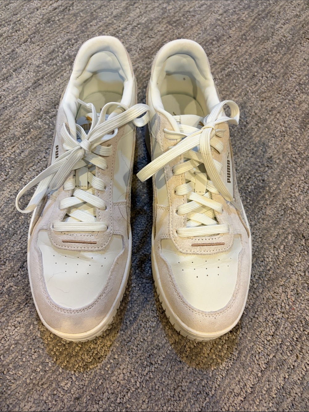 Puma Women’s Lace-Up Sneakers in Cream and White